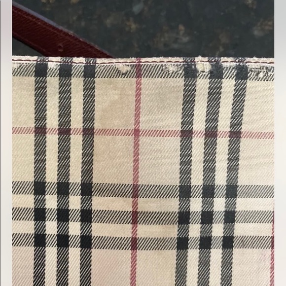 Authentic BURBERRY Nova Check Canvas Leather Shoulder Tote Bag Beige Burgundy - Picture 5 of 11